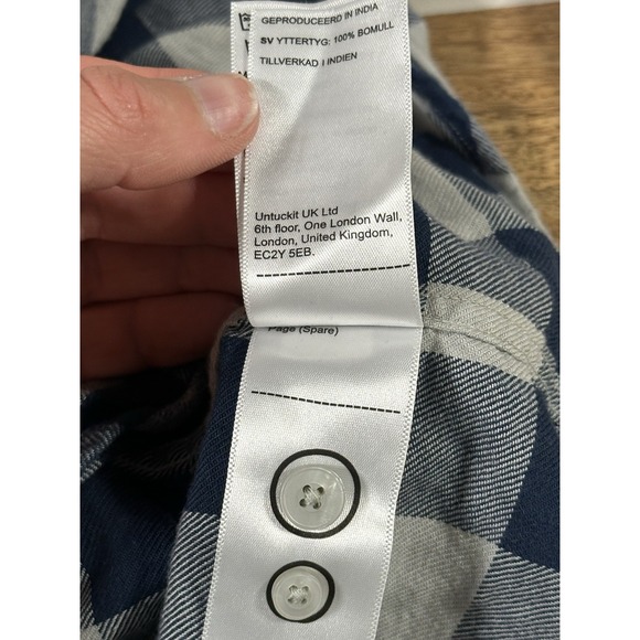 UNTUCKit, Men's Plaid‎ Long Sleeve Button Down, Navy, Size Large - Picture 9 of 10